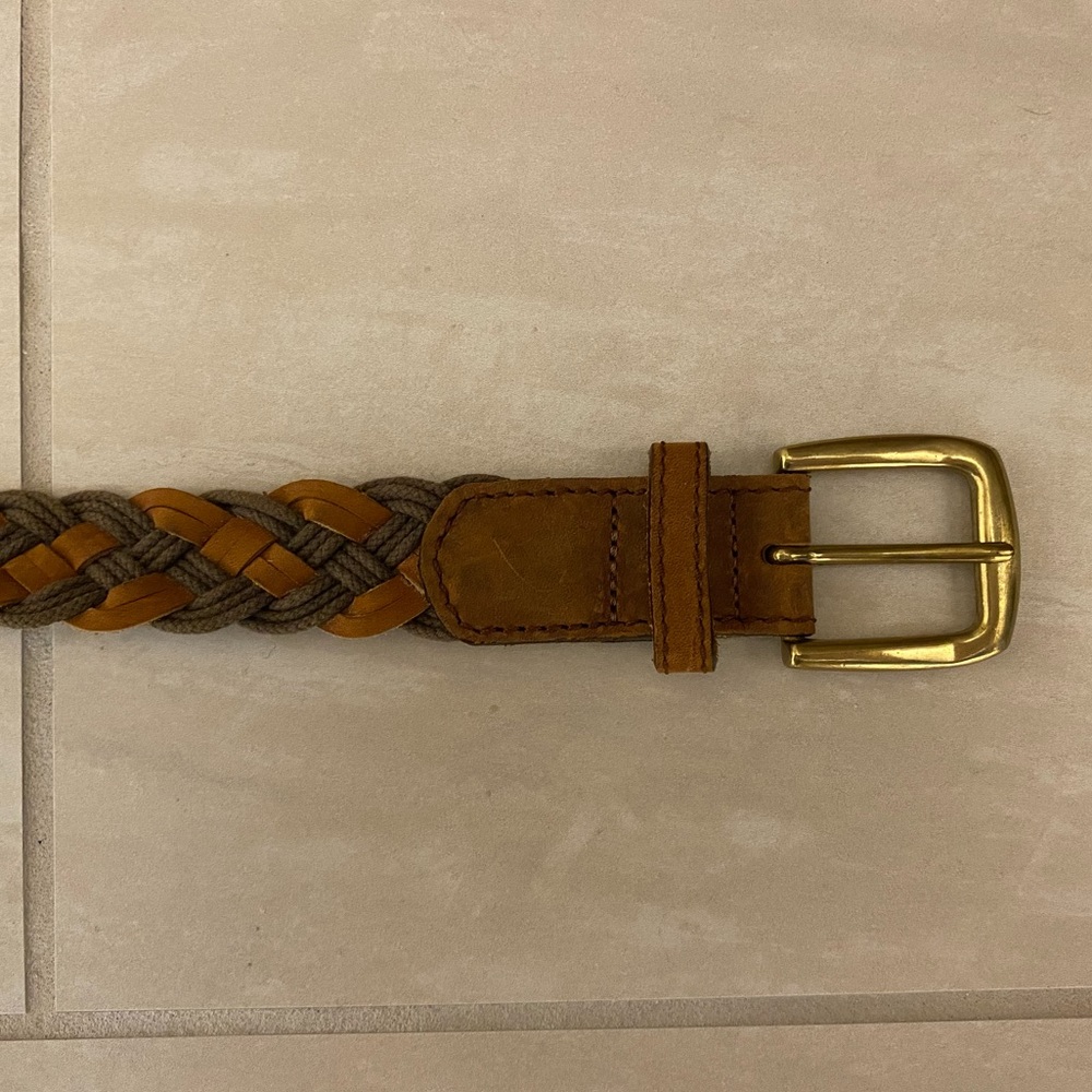Braided Leather Belt with Solid Brass Buckle